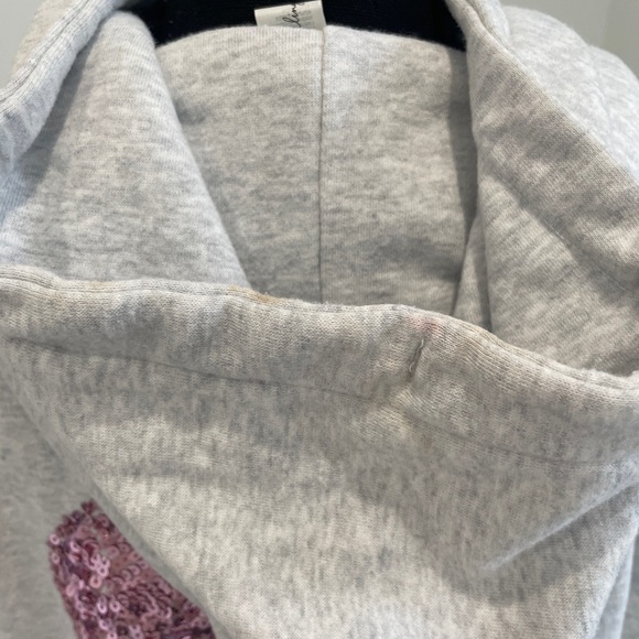 Forever21 Lingerie Sequin Heart Heather Gray Zip Up Jacket with Hoodie - Picture 7 of 7
